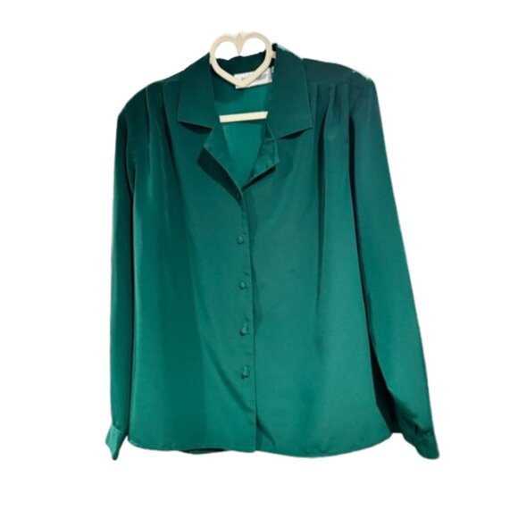 462. Green Women's Button Down Blouse By Yves St Clair Size 10 - Picture 1 of 4
